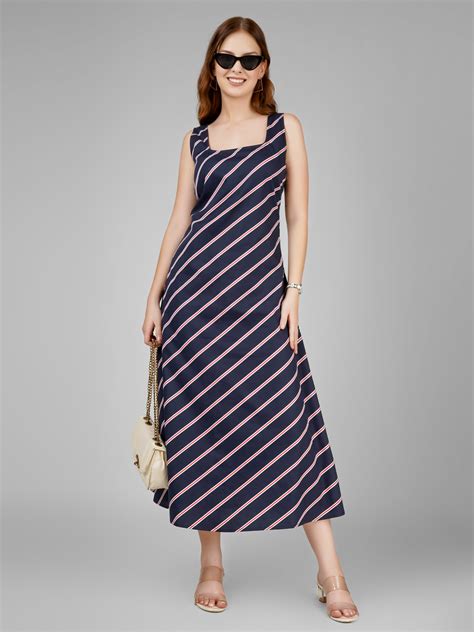 Nautical Stripe Sleeveless Midi Dress – queens designs pvt ltd