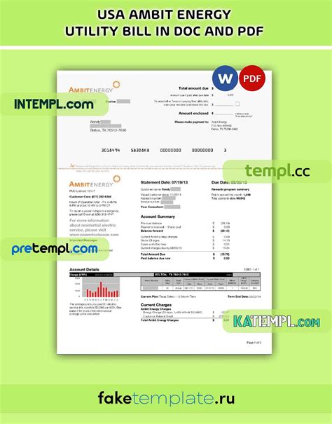 USA AMBIT ENERGY utility bill, PDF and Word download template | by ...