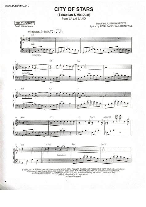 La La Land - City Of Stars | Sheet Music | Piano Score Free PDF ...