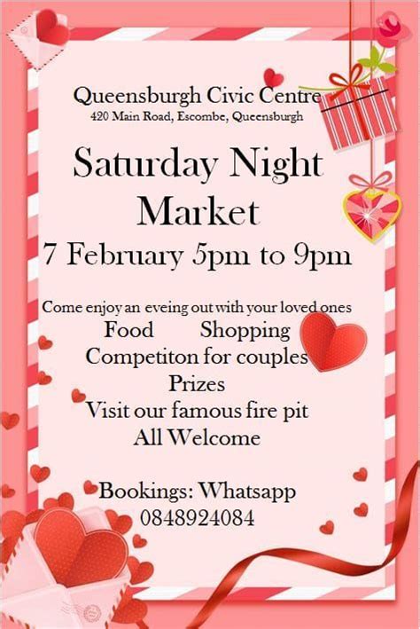 Valentines Saturday Night Market, Queensburgh Civic Hall, 7 February ...