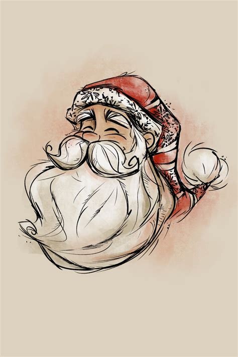 Merry Santa Illustration Folk Santa - Etsy UK | Sketches, Easy ...