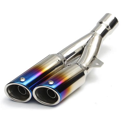 38mm-51mm Muffler Exhaust Tail Pipe Double Twin Tip Steel Motorcycle Universal – Alexnld.com