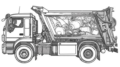 A outline drawing of a Garbage Truck | Premium AI-generated image