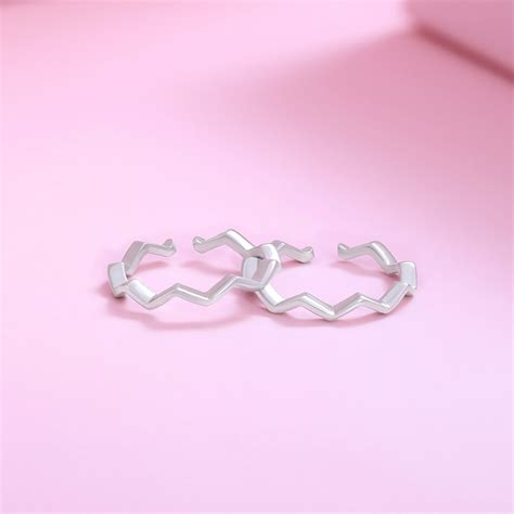 Zig-Zag Rhodium Plated 925 Sterling Silver Toe Ring – Zavya