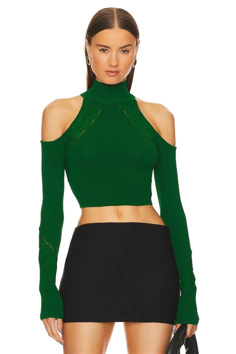 Michael Costello Jesseni Cold Shoulder Top in Forest Green | REVOLVE