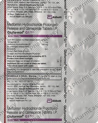 New Gluformin G1 Strip Of 15 Tablets: Uses, Side Effects, Price ...