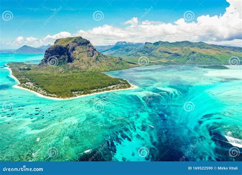Aerial Panoramic View of Mauritius Island - Detail of Le Morne Brabant ...