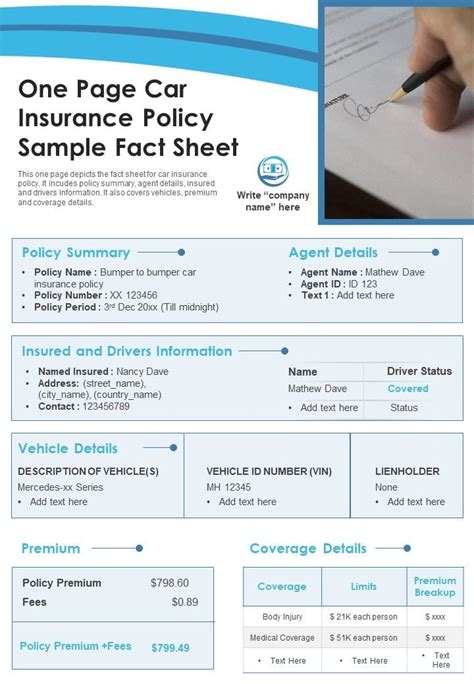 Image result for Car Insurance Policy Example