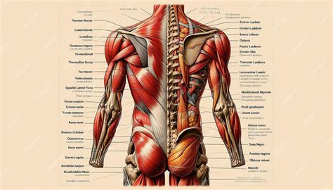 A poster for back pain shows a human body with the muscles labeled with ...