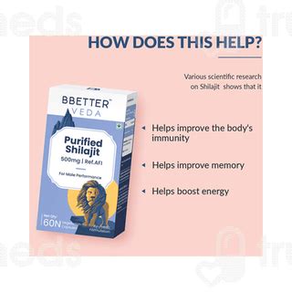 Bbetter Veda Purified Shilajit 500mg Vegetarian Capsule 60 - Uses, Side ...
