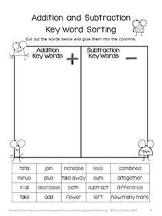Image result for Word Problems Addition and Subtraction Understanding Key Words