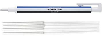 Tombow Mono Zero Precision-Rubber Blue-White Round tip + 4 Refills ...