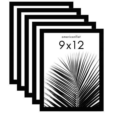 Americanflat 5 Pack of 9" x 12" Frames - Plexiglass Cover - Black ...