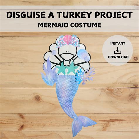 Mermaid Turkey Disguise Template | Fanny Printable