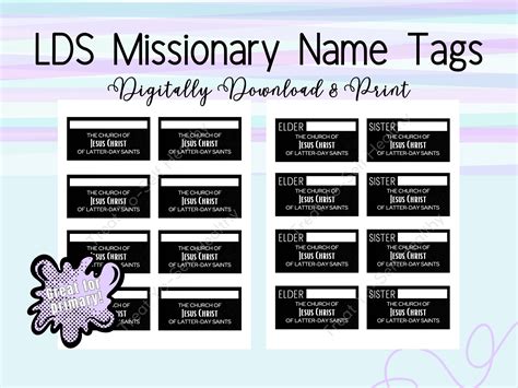 Printable LDS Missionary Name Tags - Digital Download - Church of Jesus ...