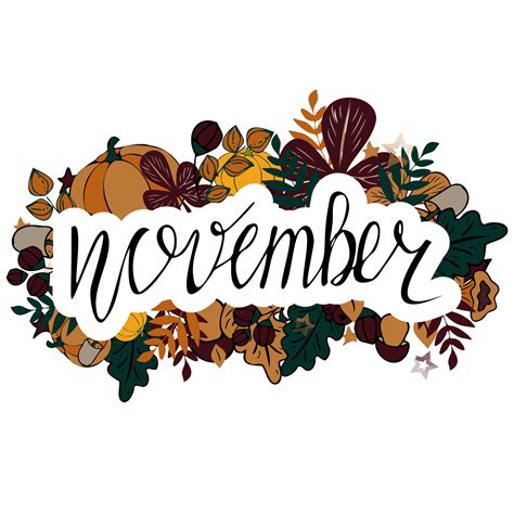 November lettering typography. Modern calligraphy. Vector illustration ...