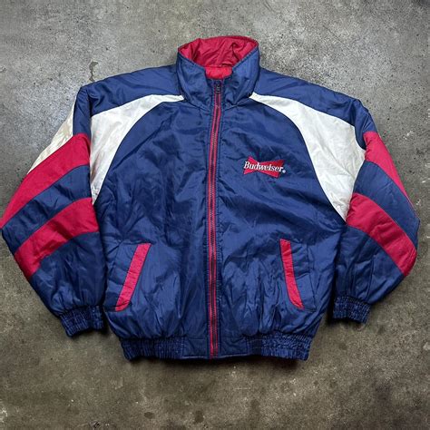 Vintage 90s Budweiser Pro Player beer puffer jacket... - Depop