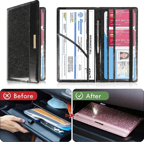 Buy GreceYou Car Registration and Insurance Card Holder, Sparkling PU ...