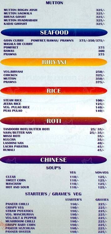Menu at Spice Fusion, Mumbai