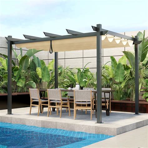 Tangkula 10x13 Ft Aluminum Pergola with Retractable India | Ubuy