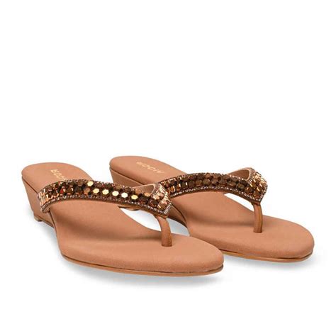 Buy ROCIA By Regal Antique Brown Women Casual Embroidered Wedges Heels ...