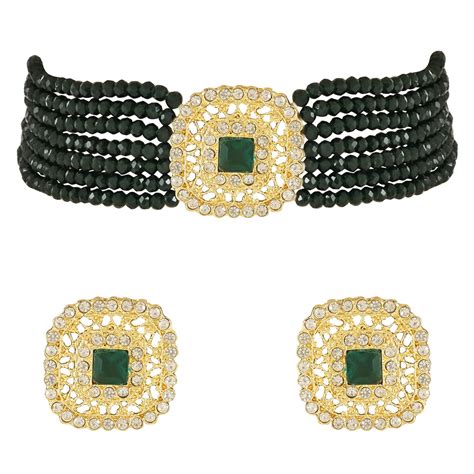 Buy I Jewels Gold Plated Traditional Kundan Handcrafted Onyx Pearl ...