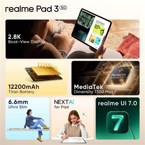 realme Pad 3 with biggest battery in segment 8 GB RAM 256 GB ROM 11.6 ...