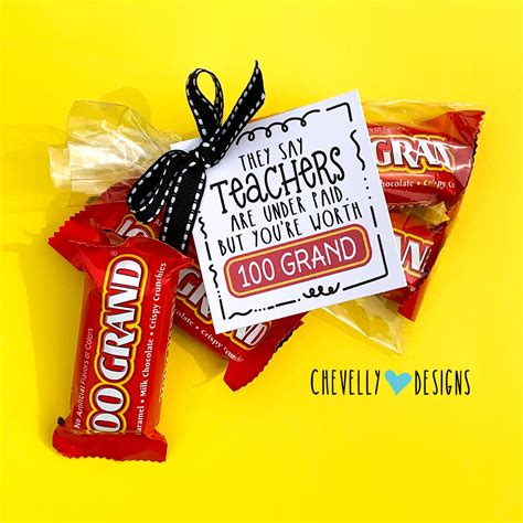 Candy Slogans For Teachers 100 Grand Candy Bar Thank You Sayings Gift