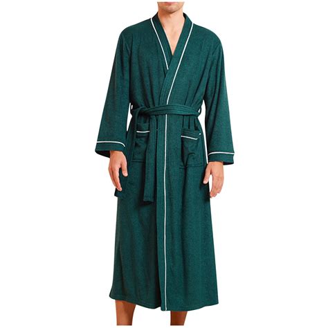 Tao Tao Mens Terry Cloth Robe Lightweight Soft Comfy Spa Bathrobe Long ...