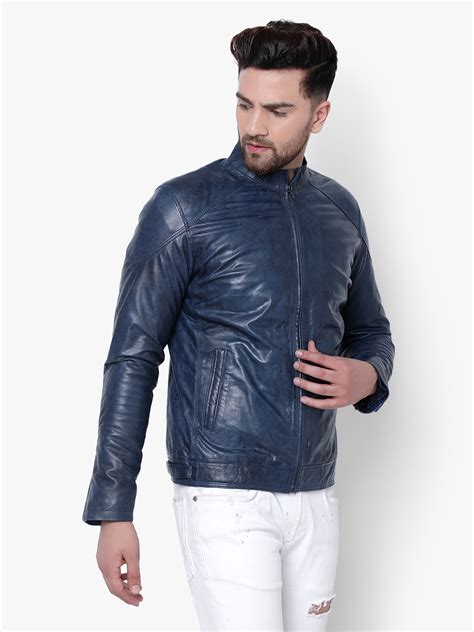 Men’s Blue Leather Jacket – City Royalty
