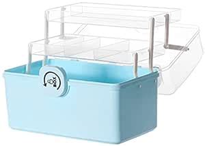 Sooyee Craft Organizers and Storage,Plastic Box with 3-Tier Fold Tray ...