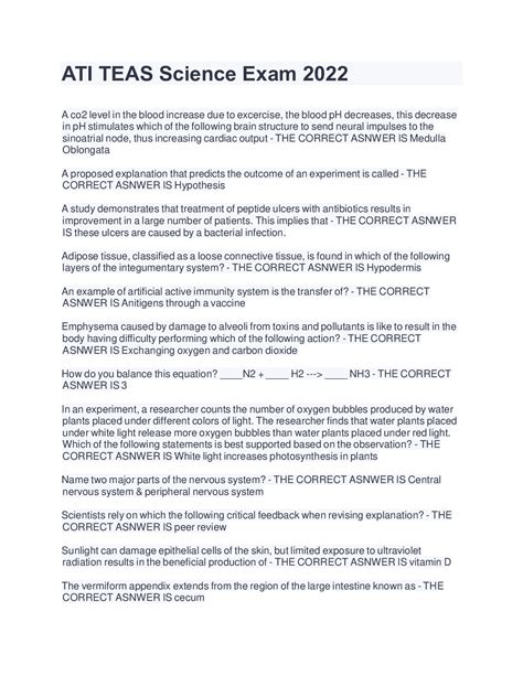 ATI TEAS Science Exam 2022/2023 Already Graded A - Scholarfriends