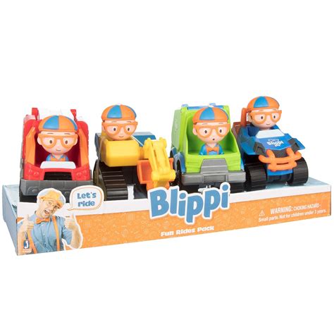 Blippi Toy Vehicles Playset Of 4, Larger 3 Inch Size-Includes Excavator ...