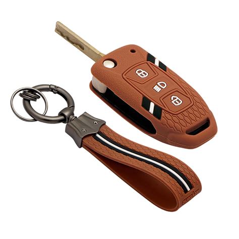 Keyzone striped key cover and keychain fit for : Tata Zest, Bolt, Tigo