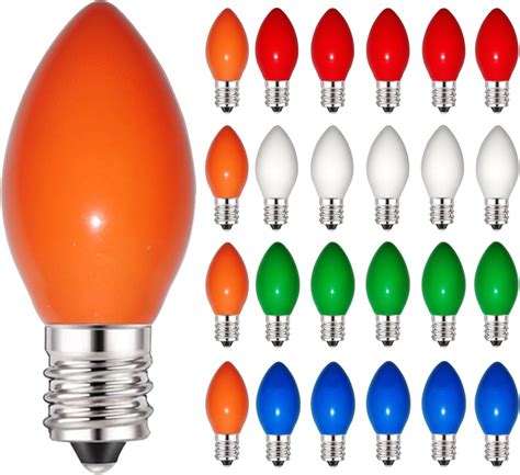 C7 LED Multicolor Christmas Replacement Bulbs, 25 Pack C7 Multicolor ...