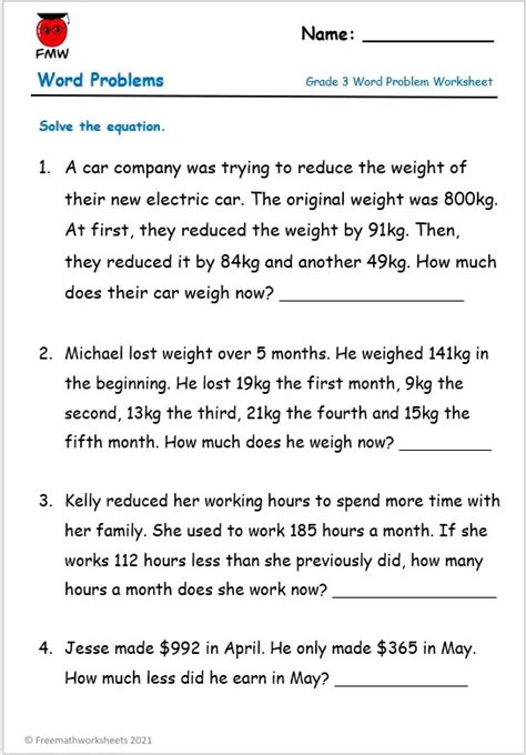 Image result for Word Problems 3rd Class