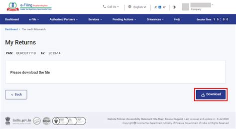 View Tax Credit Mismatch User Manual | Income Tax Department