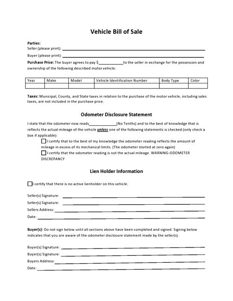 Bill Of Sale With Lien Holder Template - prntbl.concejomunicipaldechinu ...