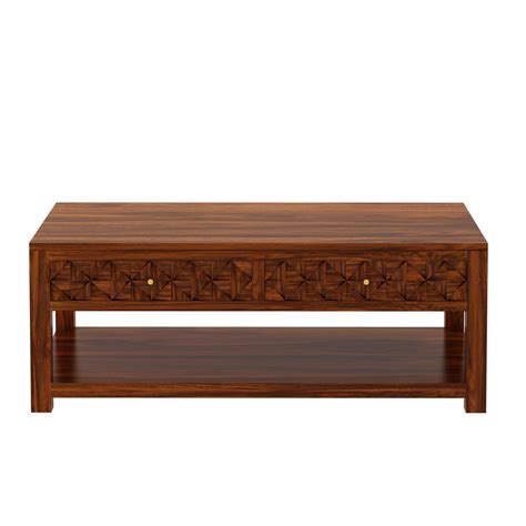 Raj Solid Wood Coffee Table With Two Drawer Storage - 3 Years Warranty ...