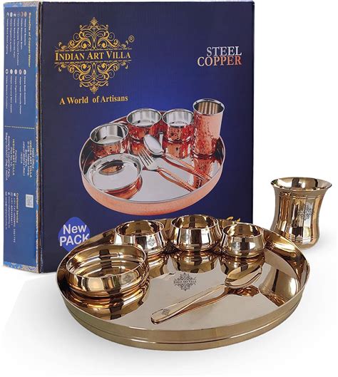 Buy K K Traders Pure Kansa Bronze Solid Dinner Thali Set, Gold Online ...
