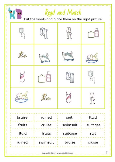 ui Words - Kindergarten Worksheet - Free Phonics Printable
