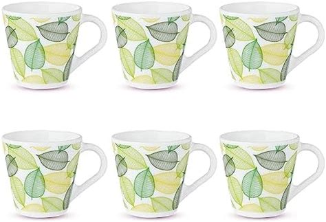 Larah by BOROSIL Novelty Series Noma Opalware Mug | Set of 6 Tea/Coffee ...