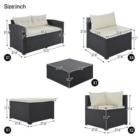 Clihome Patio conversation set 9-Piece Wicker Patio Conversation Set ...