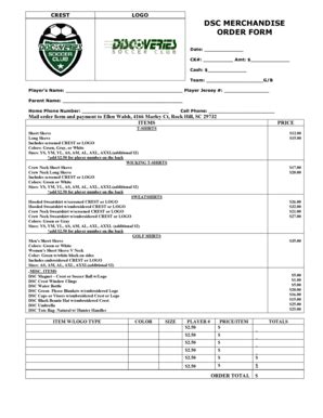 Fillable Online discoveriessoccerclub DSC Merchandise Order Form ...