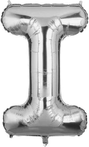 Flyloons Silver I Letter Foil Balloon Alphabets Balloons - Size 16 Inch ...