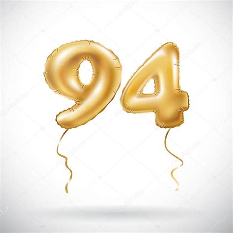 Vector Golden number 94 ninety four metallic balloon. Party decoration ...