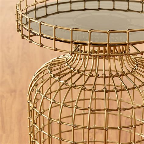 Buy Auric Gold Metal And Toughened Glass End Table from Home Centre at ...