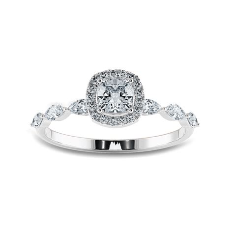 30-Pointer Cushion Cut Solitaire Halo Diamonds with Marquise Cut Diamo ...