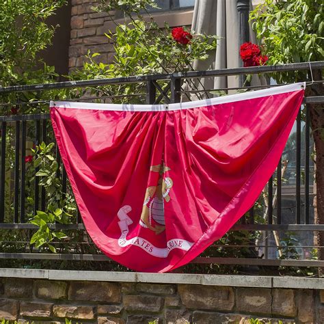 Buy MSFHHA Marine Corps Pleated Fan Flag Bunting 1.5 x 3 Ft USA ...