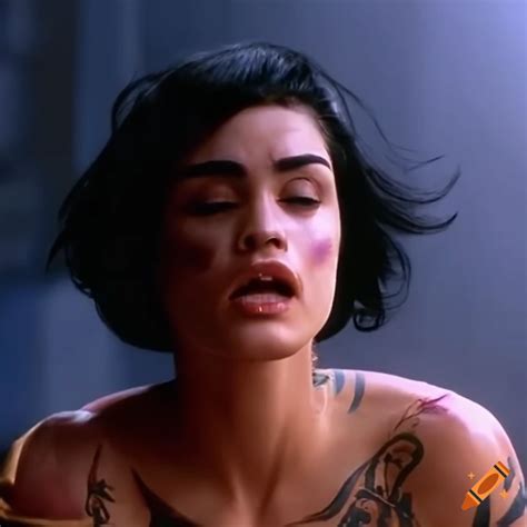 Bruised shannyn sossamon portraying a fighter in a 90s movie scene on ...